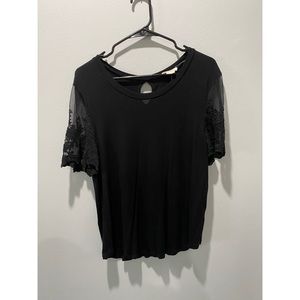 Black shirt with lace sleeves
